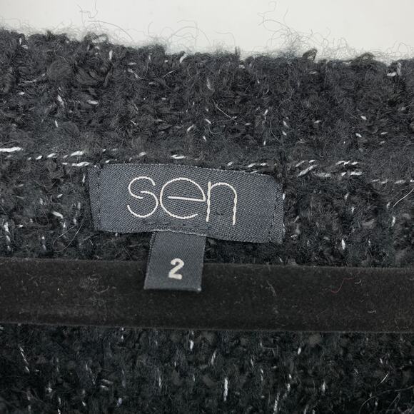 Sen Pullover Boatneck Sweater Womens Size 2 US Medium Black Silver Metallic - Picture 5 of 6